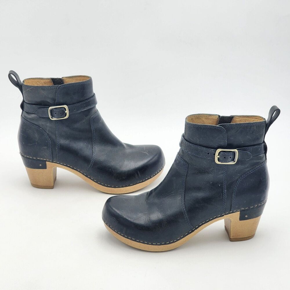 Dansko Anya Buckle Leather Heeled Ankle Boots Comfort Shoes Black Size 36 EU - Picture 3 of 9